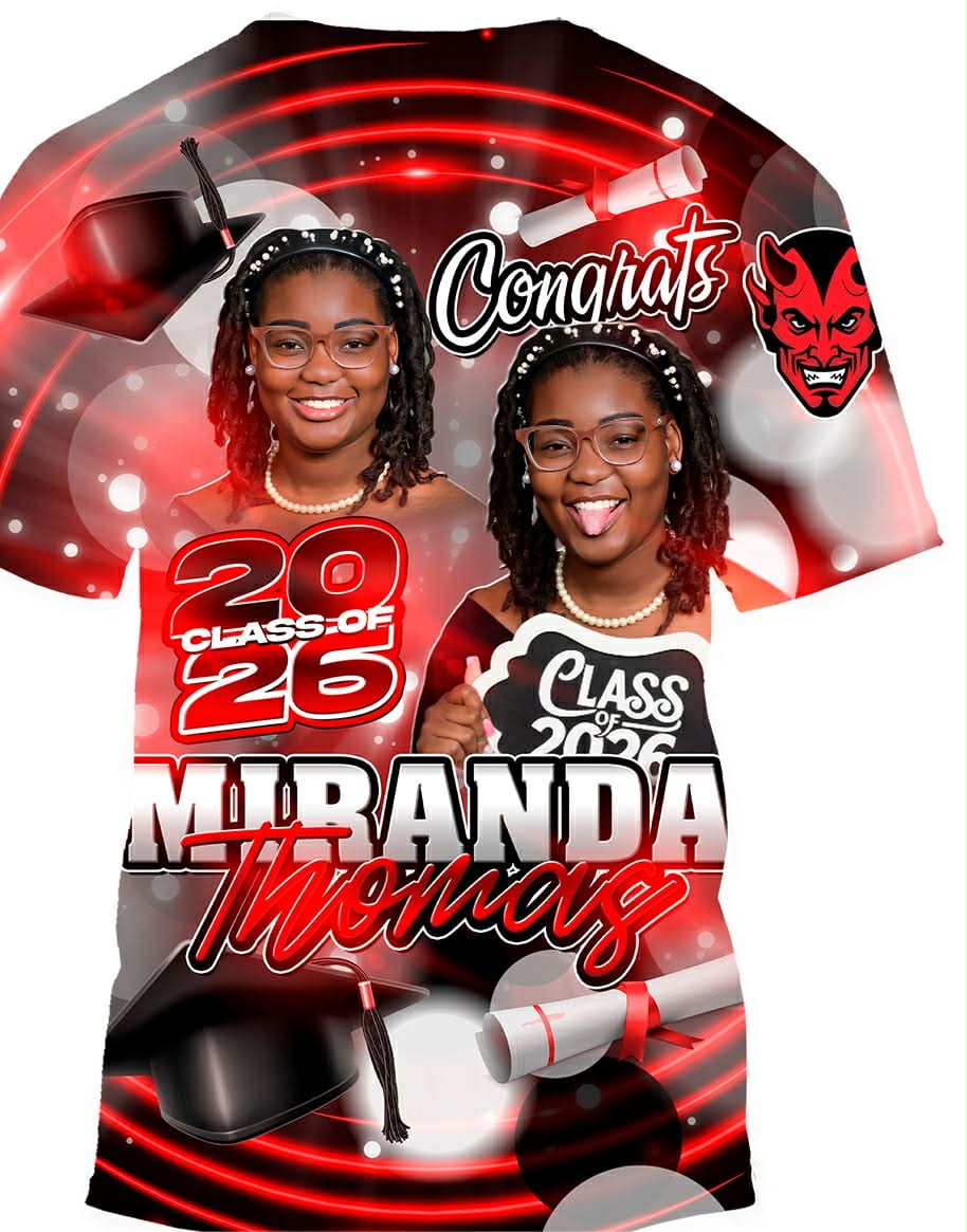 Custom 3D All-Over Graduation T-Shirt β Personalized Photo Design