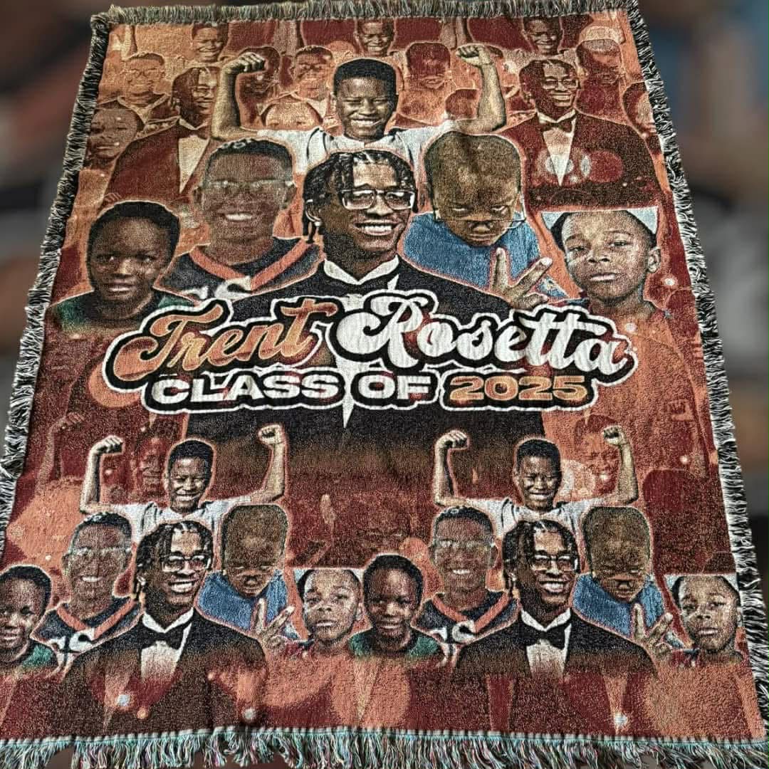 Custom Woven Photo Tapestry Blanket – Graduation, Memorial, Birthday Keepsake