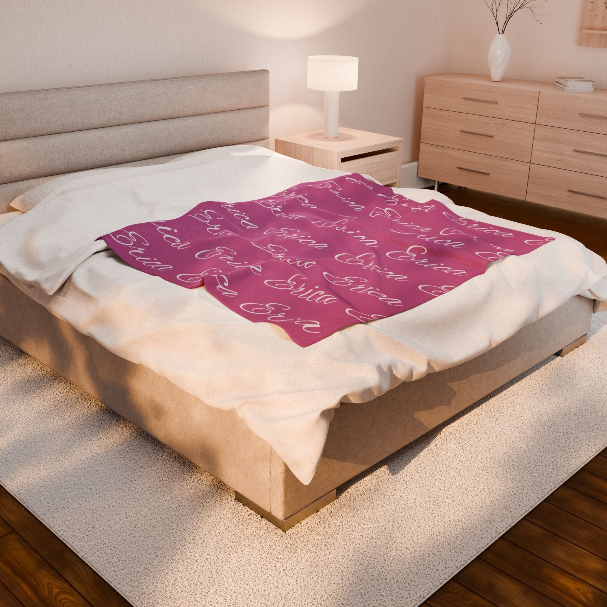 Personalized Velvet Plush Name Blanket – Custom All-Over Print Throw | Add Any Name, Word, or Letter | Choose Any Color | Soft Luxury Gift for All Occasions