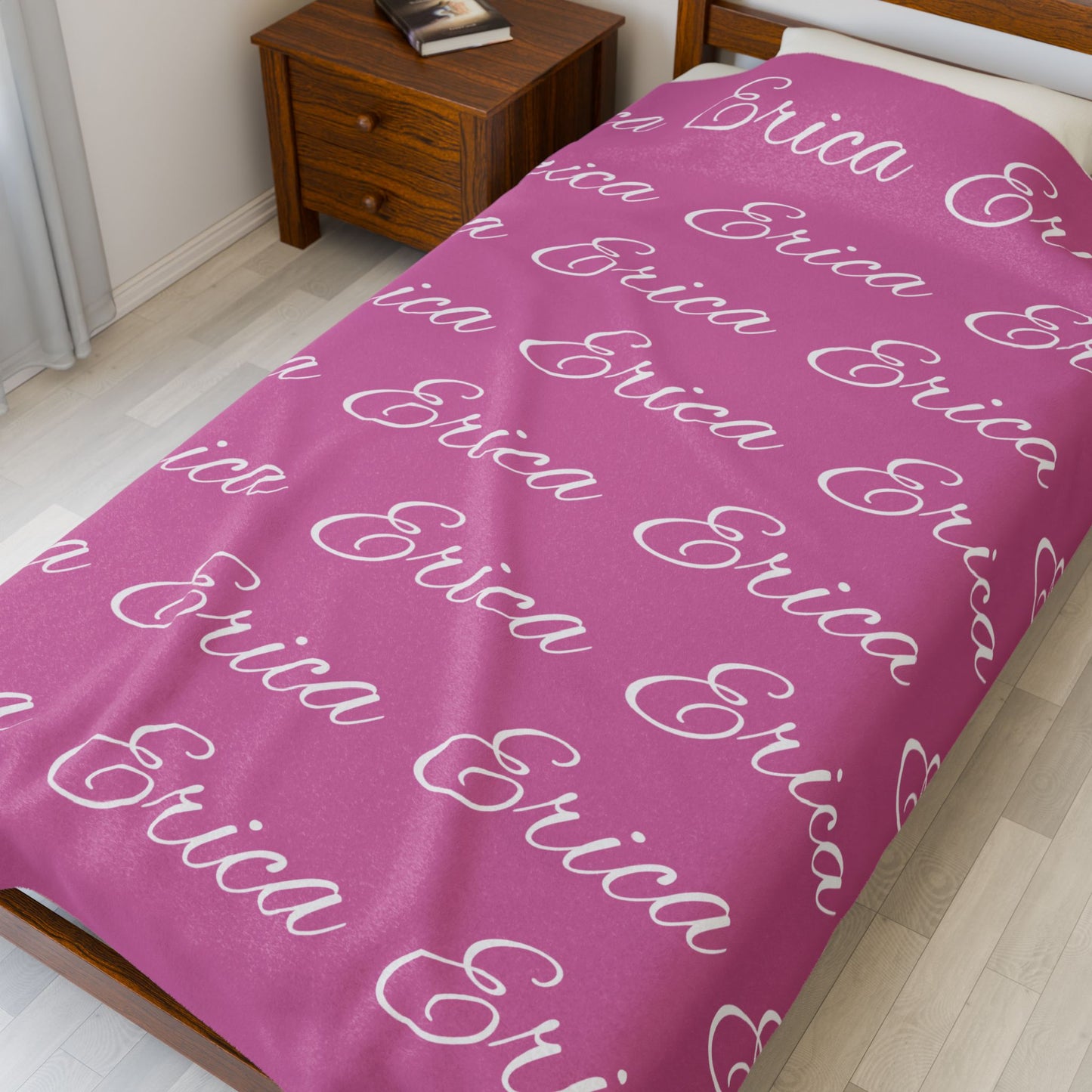 Personalized Velvet Plush Name Blanket – Custom All-Over Print Throw | Add Any Name, Word, or Letter | Choose Any Color | Soft Luxury Gift for All Occasions