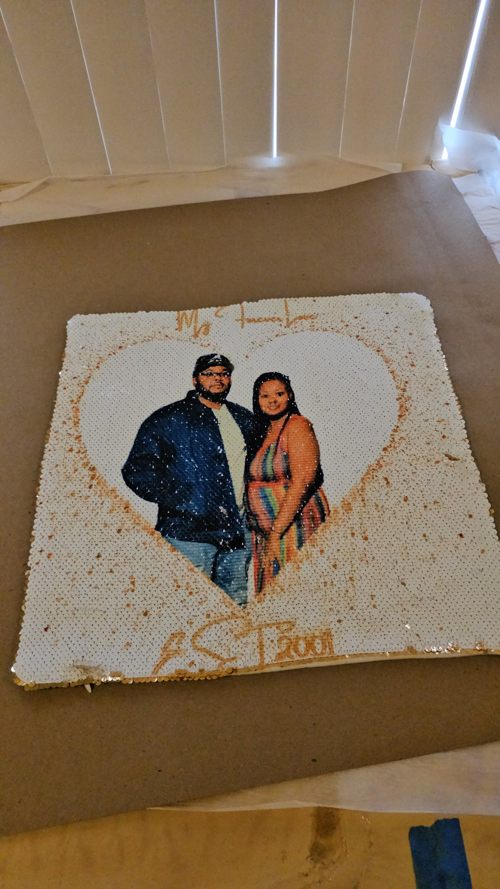 “Custom Sequin Photo Flip Pillow 17x17 | Pick Your Sequin Color – Personalized Double-Sided Sublimation Cushion for Valentine’s, Birthdays, Memorials, Weddings & More”