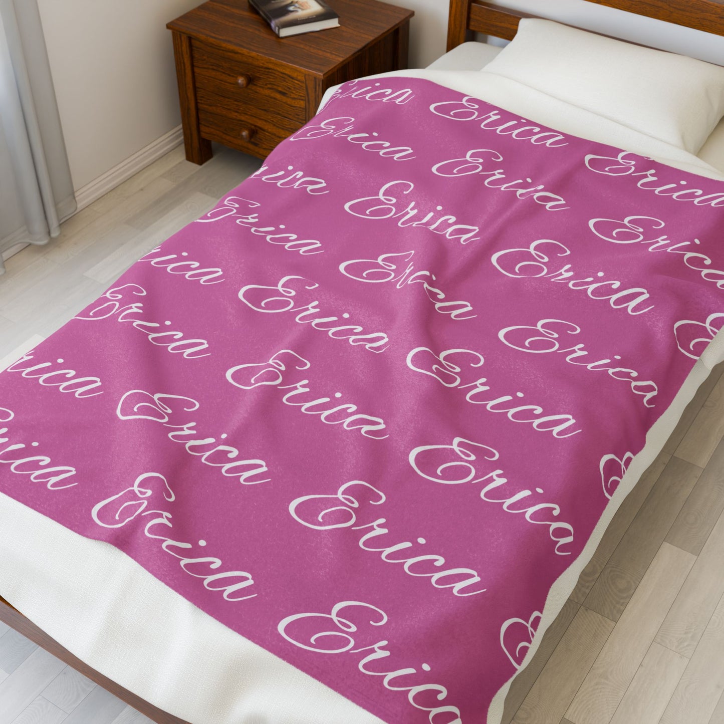 Personalized Velvet Plush Name Blanket – Custom All-Over Print Throw | Add Any Name, Word, or Letter | Choose Any Color | Soft Luxury Gift for All Occasions