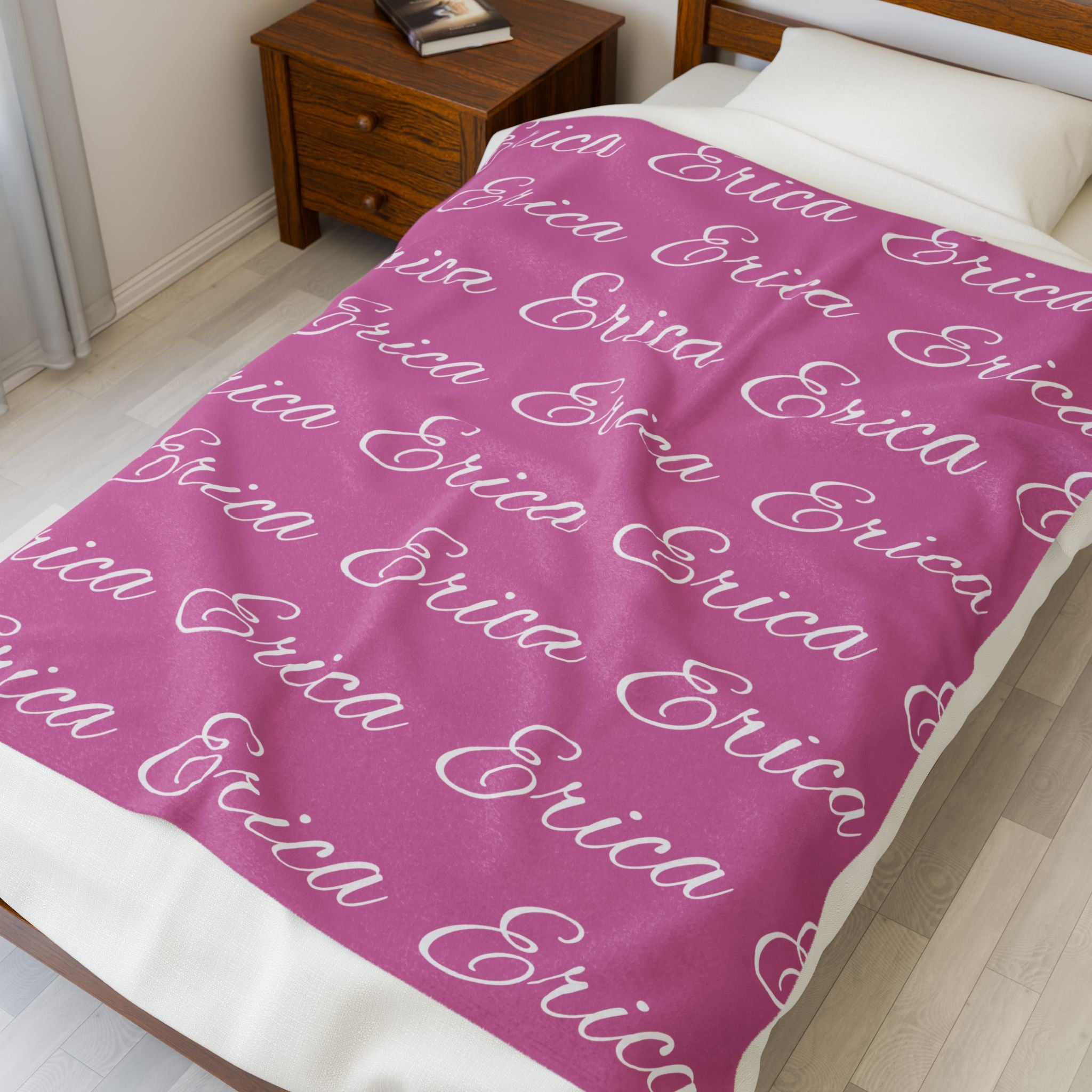Personalized Velvet Plush Name Blanket – Custom All-Over Print Throw | Add Any Name, Word, or Letter | Choose Any Color | Soft Luxury Gift for All Occasions
