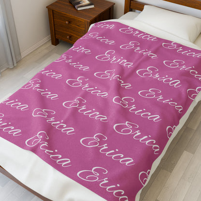 Personalized Velvet Plush Name Blanket – Custom All-Over Print Throw | Add Any Name, Word, or Letter | Choose Any Color | Soft Luxury Gift for All Occasions